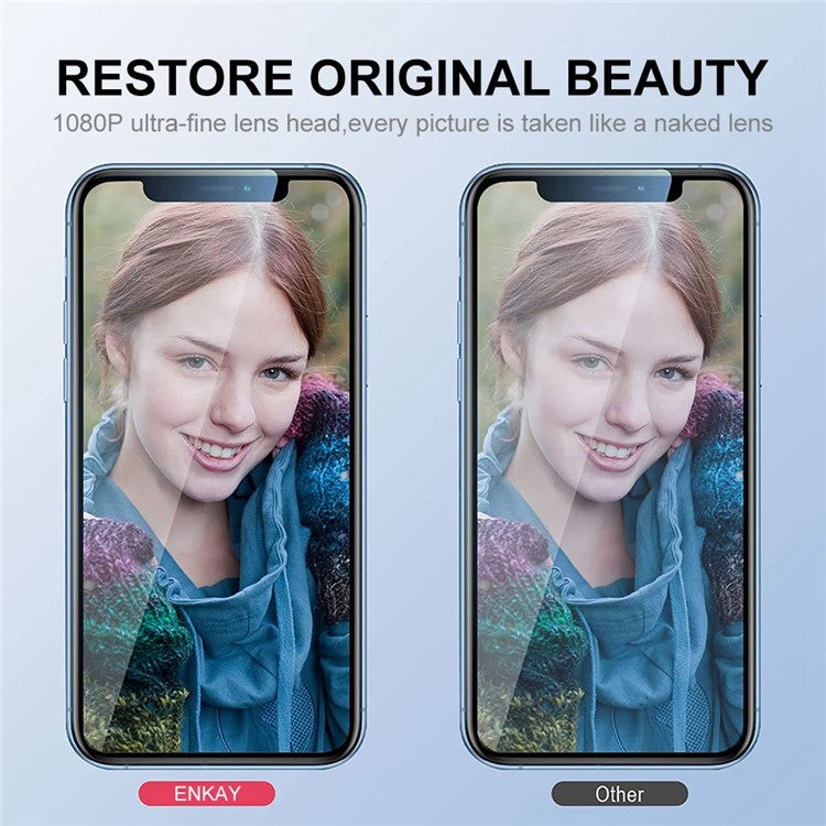 ENKAY HAT PRINCE For iPhone 14 Pro / 14 Pro Max 1 Set Camera Lens Protector Glitter Decor Tempered Glass Aluminum Alloy Film - Baby Blue