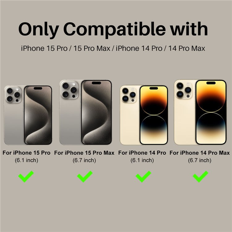 NORTHJO 2 Sets for iPhone 15 Pro / 15 Pro Max / 14 Pro / 14 Pro Max Lens Protector Glitter Ring Tempered Glass Lens Guard - Natural