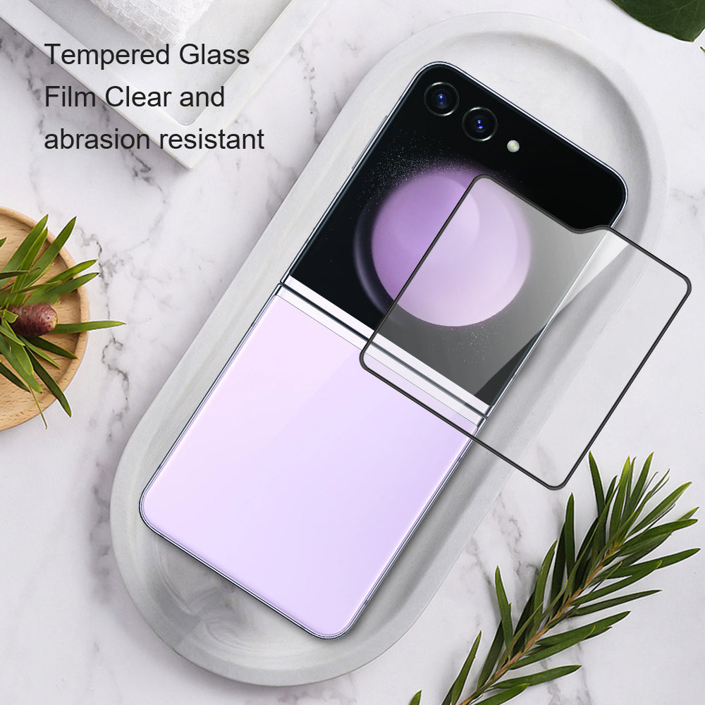 AMORUS 2Pcs For Samsung Galaxy Z Flip6 5G Rear Screen Protector Silk Printing Tempered Glass Film - Black