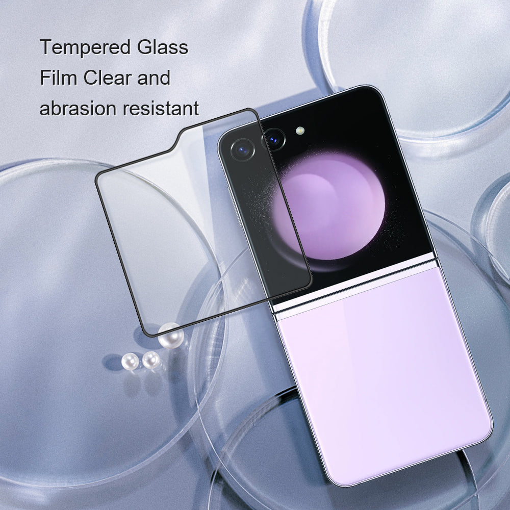 AMORUS 2Pcs For Samsung Galaxy Z Flip6 5G Rear Screen Protector Silk Printing Tempered Glass Film - Black