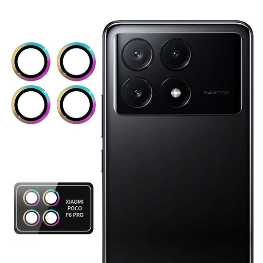 ENKAY HAT PRINCE 1Set For Xiaomi Poco F6 Pro 5G Camera Lens Protector Independent Metal Ring Lens Film - Colorful