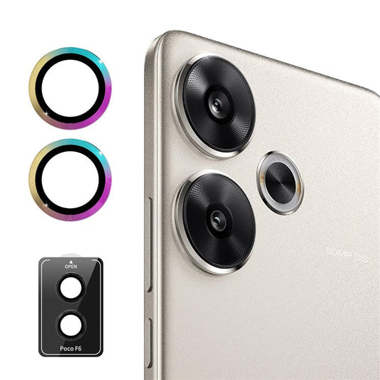 ENKAY HAT PRINCE 1Set For Xiaomi Poco F6 5G / Redmi Turbo 3 5G Camera Lens Film Metal Ring Lens Protector - Colorful