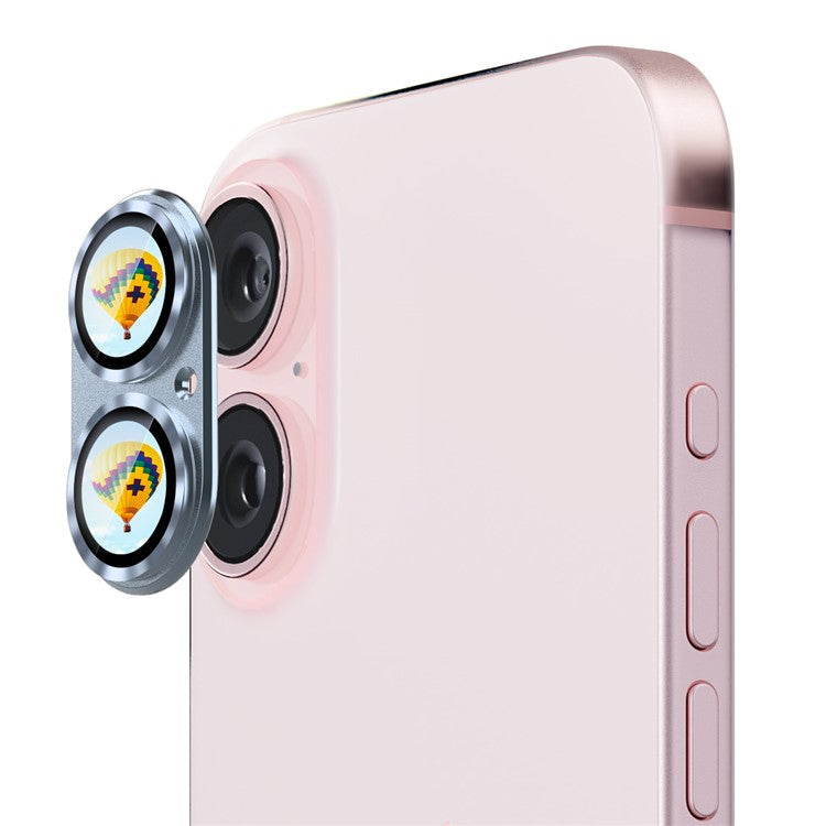 ENKAY HAT PRINCE For iPhone 16 / 16 Plus Camera Lens Protector Aluminum Alloy + Tempered Glass - Baby Blue