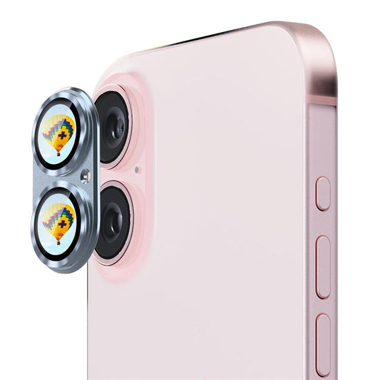 ENKAY HAT PRINCE For iPhone 16 / 16 Plus Camera Lens Protector Aluminum Alloy + Tempered Glass - Baby Blue