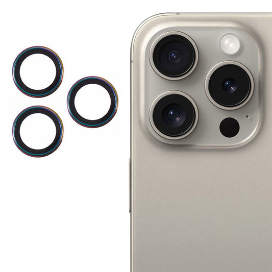 For iPhone 15 Pro / 15 Pro Max Camera Lens Protector AF+AR Anti-Reflective Electroplating Tempered Glass Lens Film - Colorful