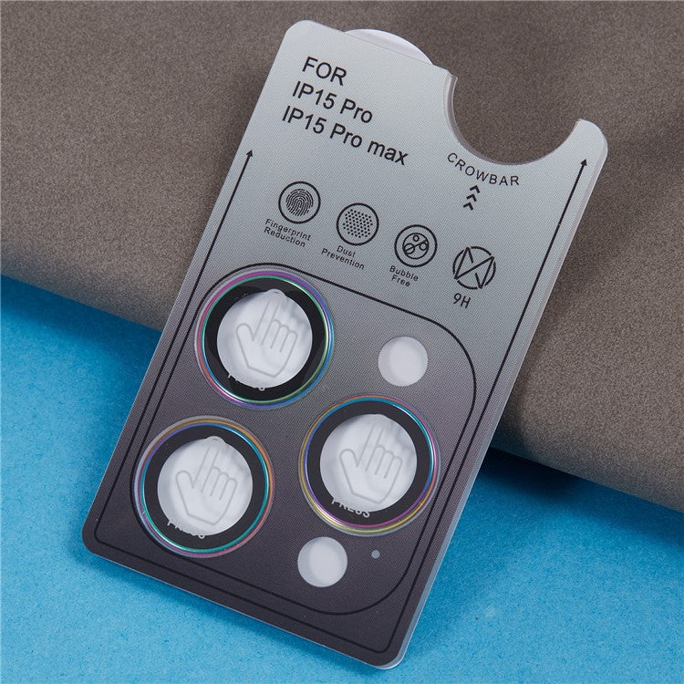 For iPhone 15 Pro / 15 Pro Max Camera Lens Protector AF+AR Anti-Reflective Electroplating Tempered Glass Lens Film - Colorful