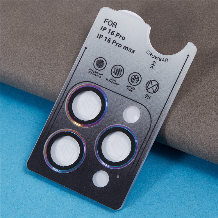 For iPhone 16 Pro / 16 Pro Max Camera Lens Protector Electroplating AF+AR Tempered Glass Lens Film - Colorful