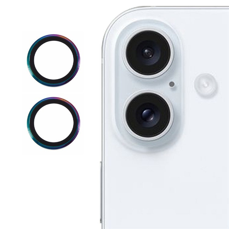 For iPhone 16  /  16 Plus Camera Lens Film Electroplating AF+AR Tempered Glass Lens Protector - Multi-Color