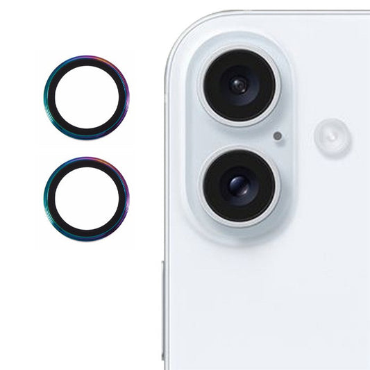 For iPhone 16  /  16 Plus Camera Lens Film Electroplating AF+AR Tempered Glass Lens Protector - Multi-Color