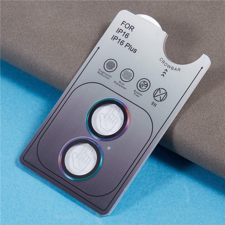 For iPhone 16  /  16 Plus Camera Lens Film Electroplating AF+AR Tempered Glass Lens Protector - Multi-Color