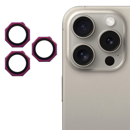 For iPhone 16 Pro / 16 Pro Max Camera Lens Protector Octagonal AF+AR Tempered Glass Lens Film - Rose