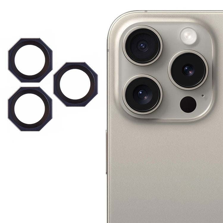 For iPhone 16 Pro / 16 Pro Max Camera Lens Protector Octagonal AF+AR Tempered Glass Lens Film - Blue