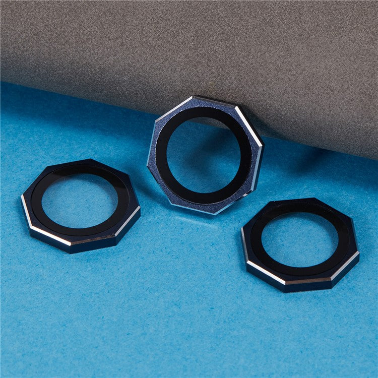 For iPhone 16 Pro / 16 Pro Max Camera Lens Protector Octagonal AF+AR Tempered Glass Lens Film - Blue