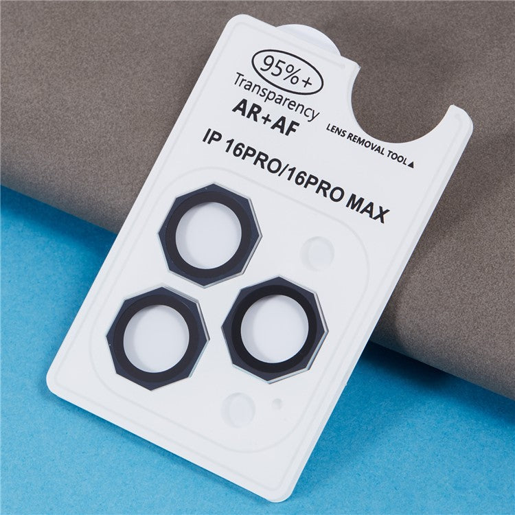 For iPhone 16 Pro / 16 Pro Max Camera Lens Protector Octagonal AF+AR Tempered Glass Lens Film - Blue