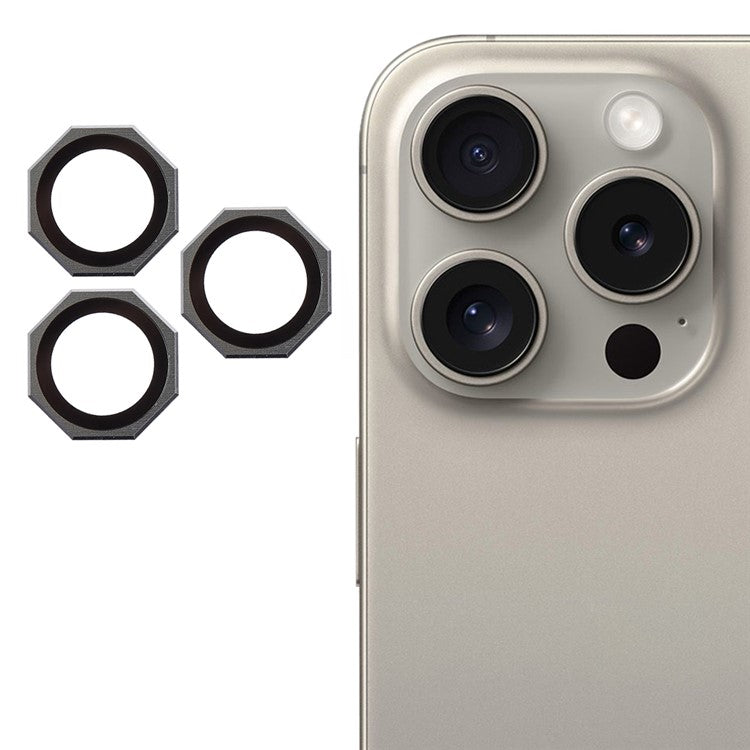 For iPhone 16 Pro / 16 Pro Max Camera Lens Protector Octagonal AF+AR Tempered Glass Lens Film - Light Green