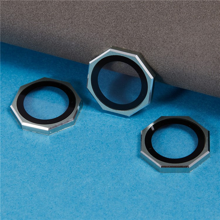 For iPhone 16 Pro / 16 Pro Max Camera Lens Protector Octagonal AF+AR Tempered Glass Lens Film - Light Green