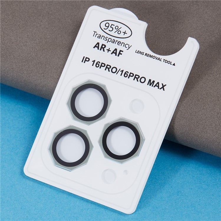 For iPhone 16 Pro / 16 Pro Max Camera Lens Protector Octagonal AF+AR Tempered Glass Lens Film - Light Green