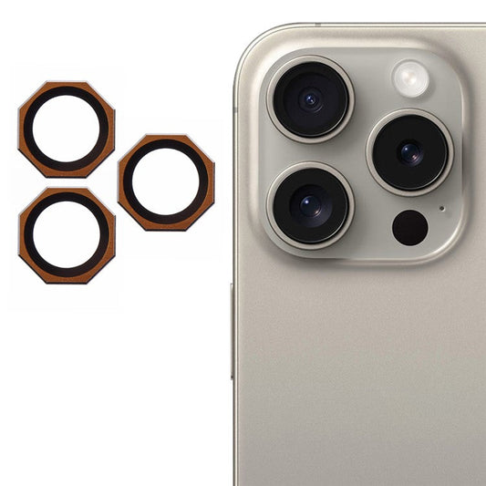 For iPhone 16 Pro / 16 Pro Max Camera Lens Protector Octagonal AF+AR Tempered Glass Lens Film - Gold