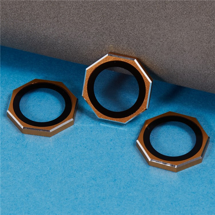 For iPhone 16 Pro / 16 Pro Max Camera Lens Protector Octagonal AF+AR Tempered Glass Lens Film - Gold