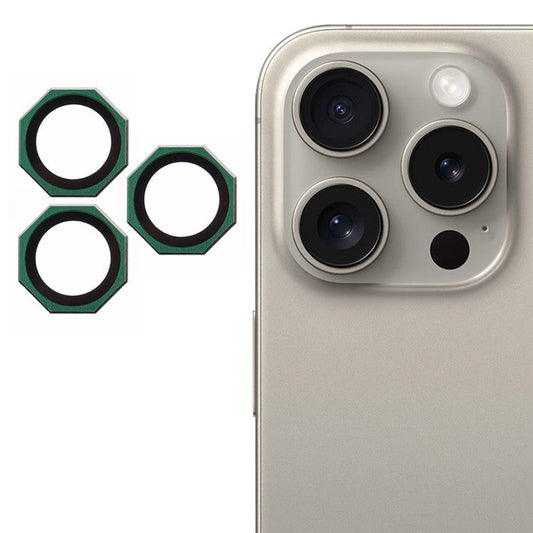 For iPhone 16 Pro / 16 Pro Max Camera Lens Protector Octagonal AF+AR Tempered Glass Lens Film - Green