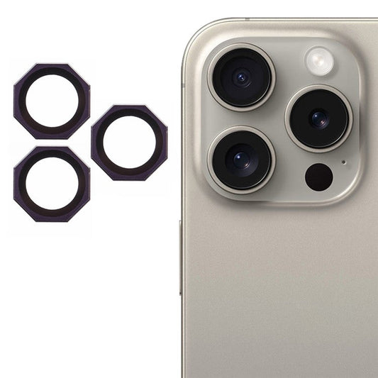For iPhone 16 Pro / 16 Pro Max Camera Lens Protector Octagonal AF+AR Tempered Glass Lens Film - Purple