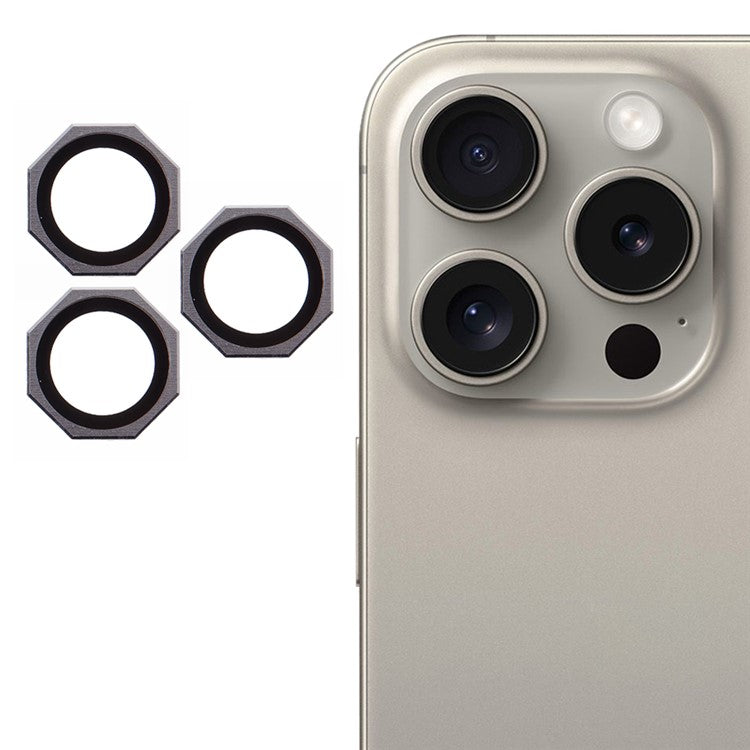 For iPhone 16 Pro / 16 Pro Max Camera Lens Protector Octagonal AF+AR Tempered Glass Lens Film - Silver