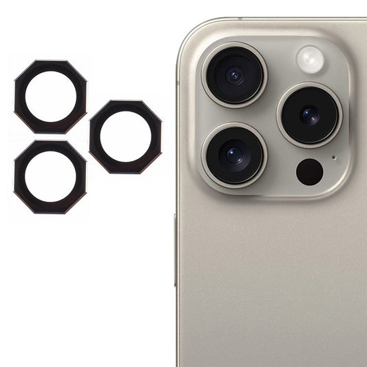 For iPhone 16 Pro / 16 Pro Max Camera Lens Protector Octagonal AF+AR Tempered Glass Lens Film - Black