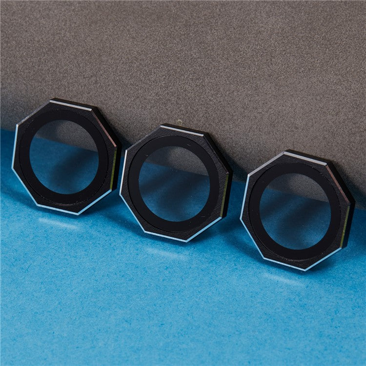 For iPhone 16 Pro / 16 Pro Max Camera Lens Protector Octagonal AF+AR Tempered Glass Lens Film - Black