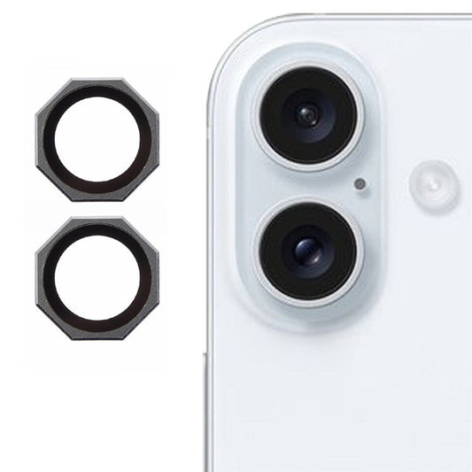 For iPhone 16 / 16 Plus Octagonal Camera Lens Film AF+AR Tempered Glass Lens Protector - Light Green