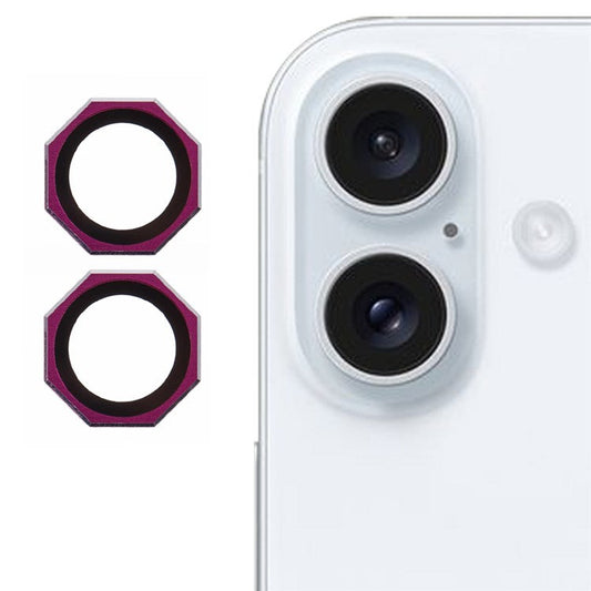 For iPhone 16 / 16 Plus Octagonal Camera Lens Film AF+AR Tempered Glass Lens Protector - Rose
