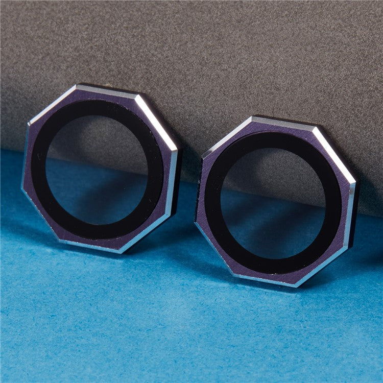 For iPhone 16 / 16 Plus Octagonal Camera Lens Film AF+AR Tempered Glass Lens Protector - Purple