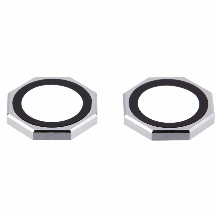 For iPhone 16 / 16 Plus Octagonal Camera Lens Film AF+AR Tempered Glass Lens Protector - Silver