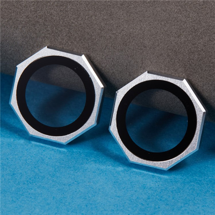 For iPhone 16 / 16 Plus Octagonal Camera Lens Film AF+AR Tempered Glass Lens Protector - Silver