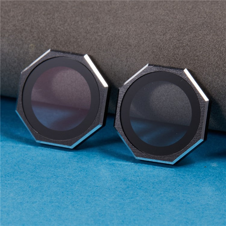 For iPhone 16 / 16 Plus Octagonal Camera Lens Film AF+AR Tempered Glass Lens Protector - Black