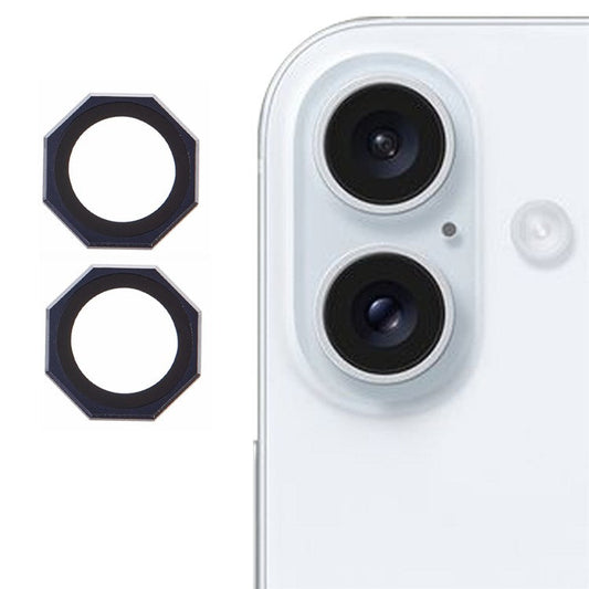 For iPhone 16 / 16 Plus Octagonal Camera Lens Film AF+AR Tempered Glass Lens Protector - Blue