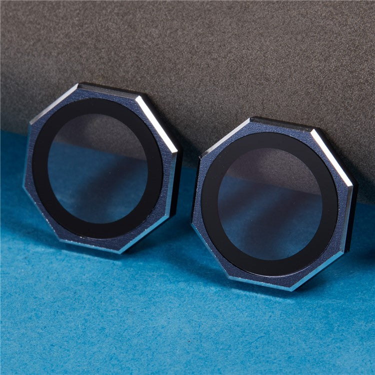 For iPhone 16 / 16 Plus Octagonal Camera Lens Film AF+AR Tempered Glass Lens Protector - Blue