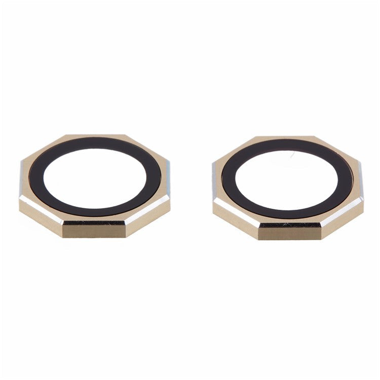 For iPhone 16 / 16 Plus Octagonal Camera Lens Film AF+AR Tempered Glass Lens Protector - Gold