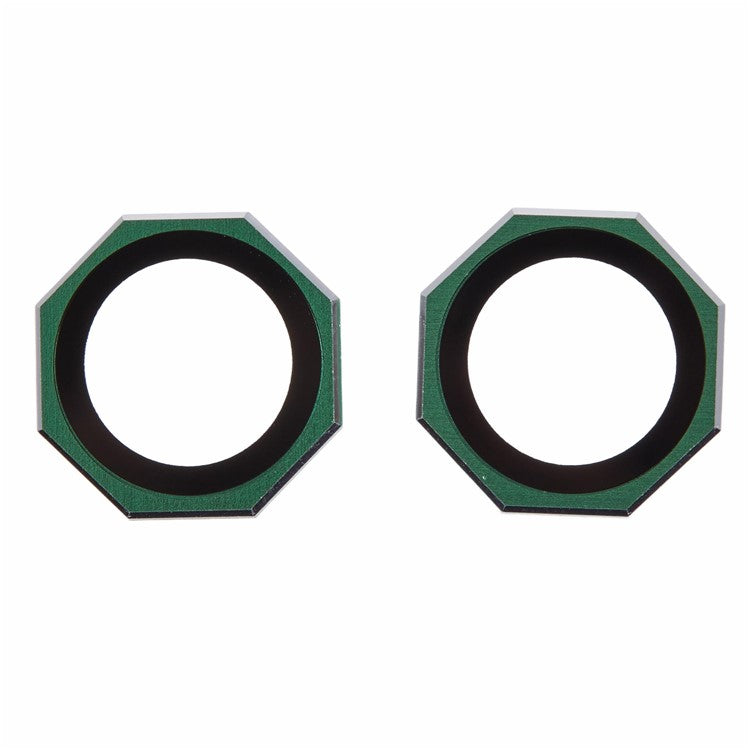 For iPhone 16 / 16 Plus Octagonal Camera Lens Film AF+AR Tempered Glass Lens Protector - Green
