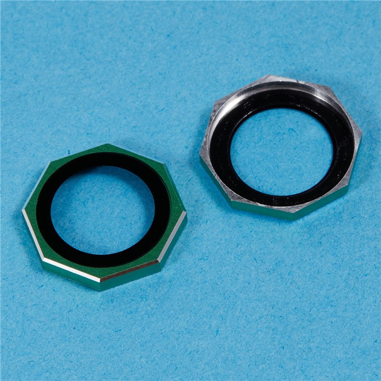 For iPhone 16 / 16 Plus Octagonal Camera Lens Film AF+AR Tempered Glass Lens Protector - Green