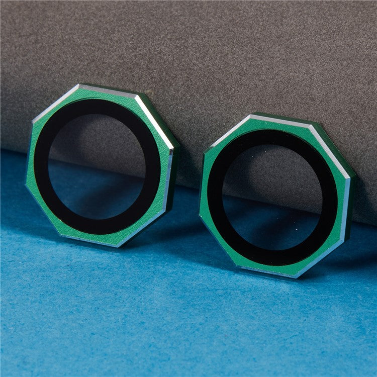 For iPhone 16 / 16 Plus Octagonal Camera Lens Film AF+AR Tempered Glass Lens Protector - Green