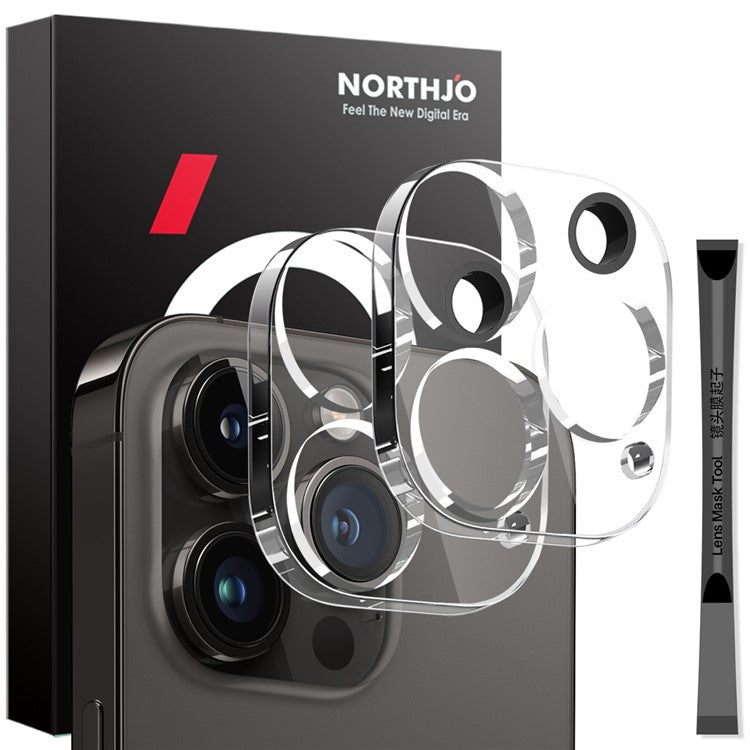 NORTHJO 2Pcs For iPhone 14 Pro  /  14 Pro Max Clear Camera Lens Protector HD 3D Integrated Tempered Glass Lens Film