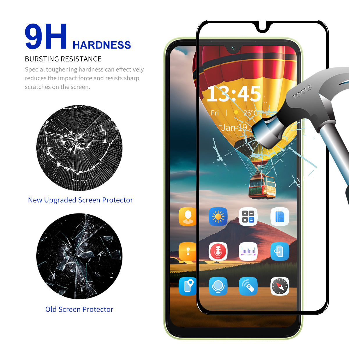 ENKAY HAT PRINCE 5Pcs For Samsung Galaxy A06 Screen Protector 0.26mm Silk Printing High Aluminium-Silicon Glass Film