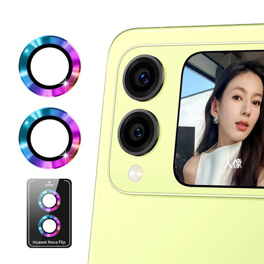 ENKAY HAT PRINCE 1Set For Huawei nova Flip 5G Camera Lens Protector Metal Ring Lens Film - Multi-Color