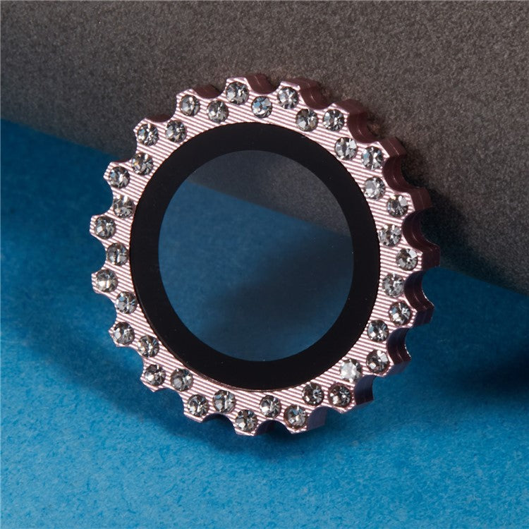 2Pcs / Set For iPhone 16 / 16 Plus Camera Lens Protector Gear Shape Rhinestone Decor Corning Gorilla Glass Lens Film - Rose Gold