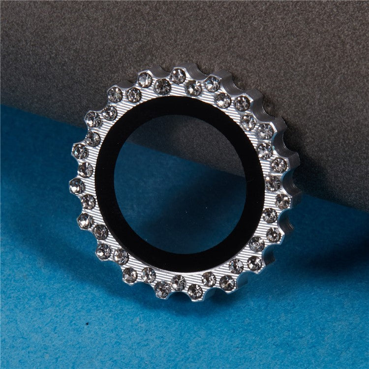 2Pcs / Set For iPhone 16 / 16 Plus Camera Lens Protector Gear Shape Rhinestone Decor Corning Gorilla Glass Lens Film - Silver
