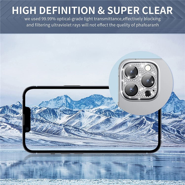 ENKAY HAT PRINCE For iPhone 16 /  16 Plus Camera Lens Protector Rhinestone Decor Metal+Tempered Glass Lens Film - Red
