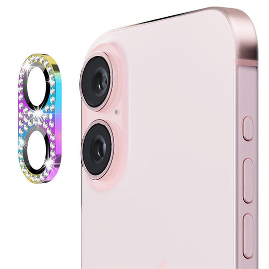 ENKAY HAT PRINCE For iPhone 16 /  16 Plus Camera Lens Protector Rhinestone Decor Metal+Tempered Glass Lens Film - Multi-color