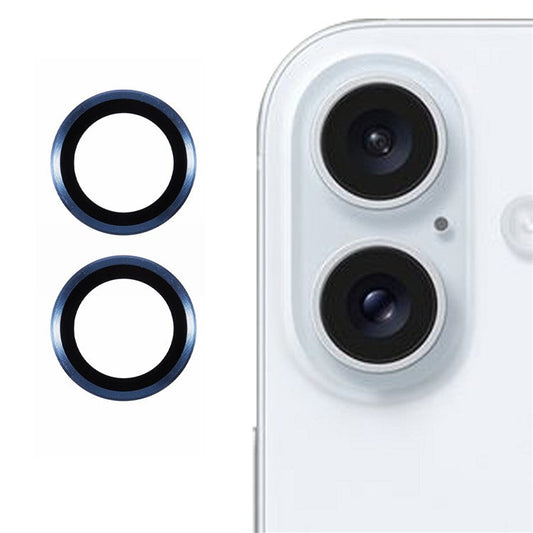 2Pcs / Set For iPhone 16 Plus / 16 Camera Lens Protector Scratch-Resistant Corning Gorilla Glass Lens Film - Blue