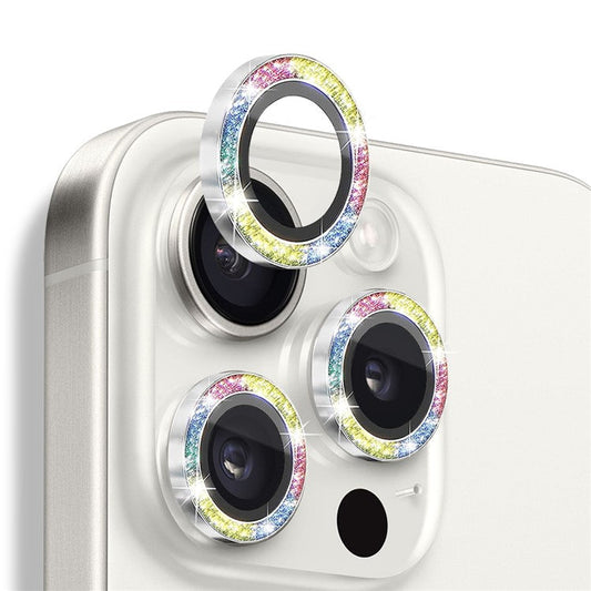 NORTHJO 1 Set For iPhone 16 Pro / 16 Pro Max Camera Lens Film Tempered Glass+Metal Glitter Rear Lens Protector - Colorful
