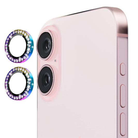 ENKAY HAT PRINCE 1 Set For iPhone 16 / 16 Plus Camera Lens Protector Tempered Glass+Aluminum Alloy Lens Film - Colorful